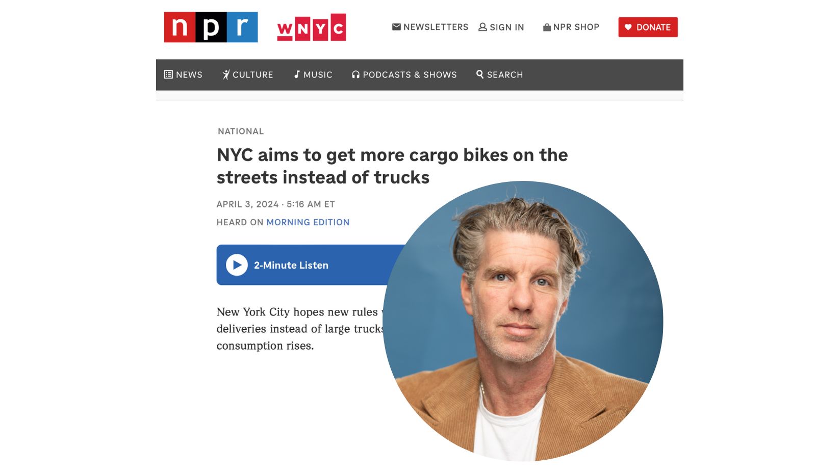 NPR | NYC aims to get more cargo bikes on the streets instead of trucks
